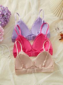 3件套女士无钢圈内衣文胸套装 - 彩色 - 查看 2