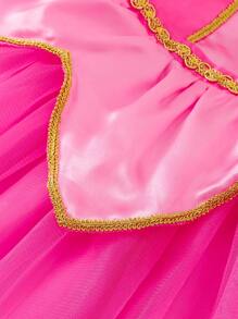 SHEIN Playful Pals Young Girl' Elegant Princess Tulle Dress, Charming Fuchsia Party Costume Suitable For Holiday Celebrations, Parties, Photo Shoots, Spring/Summer - Hot Pink - View 5