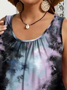 EMERY ROSE 大码扎染褶皱宽松背心，适合春夏季 - 彩色 - 查看 6