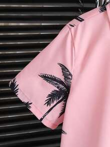 SHEIN Set de 2 piezas de camisa tipo polo de punto acanalado y shorts para niño preadolescente de vacaciones
