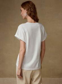 MOTF PREMIUM CAMISETA BOXY CON BORDADO FLORAL - Albaricoque - Ver 3