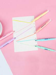 SHEIN 1/2/3Set 6 Colors Highlighter Pens Double Head Fluorescent Marker Pens Color Jelly Type Marking Pen Set For Office & School Supplies Back To School