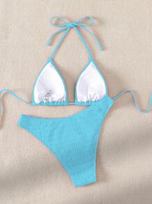 Swim Mod 2 Pezzi set bikini da donna con top alla halter e colore unito per l'estate e la spiaggia