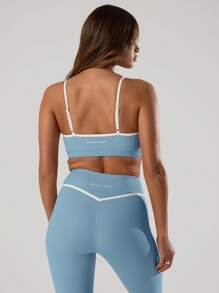 Musera Sport 对比色饰边细肩带运动文胸，适用于 Padel、网球、Pickleball 健身房健身 - 淺藍色 - 查看 2