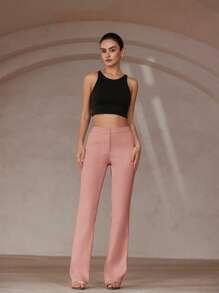 Aveloria Modichic Sexy Young Lady's Low-Rise Wide-Leg Suit Pants, Style - Watermelon Pink - View 3