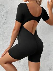 SHEIN Pregnant Women's New Slim Fit Hollow Back Outdoor Casual Sports Jumpsuit