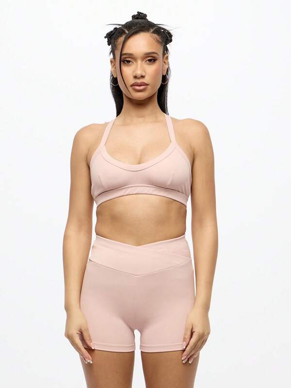 SUMWON WOMEN High Impact Racerback Sports Bra Workout Top Athletic Fitness Running Yoga Training Support Cross-Back Design Moisture-Wicking Performance Activewear Gym Exercise Sportswear