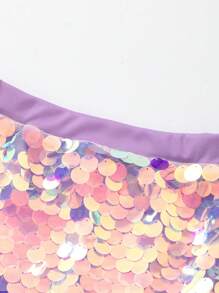 SHEIN 2 件套年轻女孩亮片吊带背心和鱼尾下摆短裙套装 - 彩色 - 查看 5