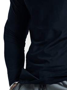 Manfinity Dauomo Men Casual Solid Color Long Sleeve T-Shirt, Autumn, Fall - Royal Blue - View 4