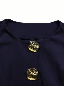 Sweetra Blazer minimalista básico sin mangas con botones grandes de metal para mujer