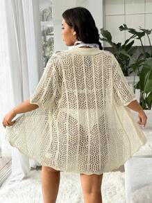 Swim Lushoire Plus Size Simple & Fashionable Kimono, Suitable For Summer - Apricot - View 2