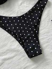 Elavelle Spring Break Women Polka Dot Random Print Spaghetti Strap Twist High Cut Sexy Bikini Swimwear Set, Summer Outfits