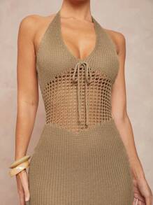 Lumalex Spring Swimsuit Swimwear Swim Cover-Up Bikini Set Outing Summer Swimsuit Swimwear Swim Vacation Easter Bohemian BOHO Sea Beach Hot Outdoor Richly Layered Wedding Season Banquet Coming Of Age Ceremony Beach Seaside Women's Sexy Hollow-Out Knitted Patchwork Backless Dress