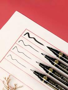 3 Pcs/Lot Double Head Hand Lettering Pens Calligraphy Brush Pens Set Art Markers Black Ink 4 Size For Beginners Writing Back To School - Apricot - View 7