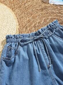 Soleia Women's High Waist Casual Denim Shorts, Blue Boho Chic Jean Shorts For Women Jorts Denim Shorts Women Shorts Women's Shorts Summer Vacation Woman Flowy Pants Biker Shorts Summer Beach Vacation Rave Country Concert Country Women Vacation Flowy Pants European Summer - Medium Wash - View 6
