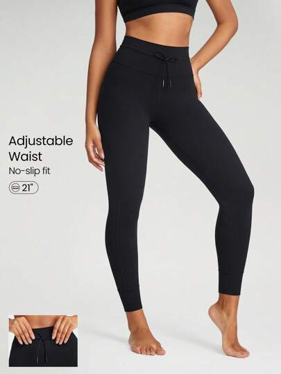 GLOWMODE 24英寸FeatherFit™舒適可調束口慢跑褲式緊身褲，適用於低影響瑜伽日常穿著