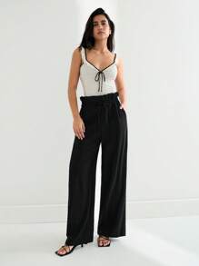 Maija 2025 Spring/Summer New Arrival Casual High-Waisted Pleated Black Comfortable Women's Pants, Suitable For Music Festivals, Beach Trips, Everyday Casual, Romantic City Vacation, Suitable For Outings, Gatherings, Weddings, Guests, Vintage Style, Graduation Season