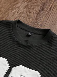 Manfinity VCAY Herren gestricktes lässiges weites Kurzarm T-Shirt, modische Alltagskleidung für Jüngere, Sommer - Schwarz und Weiss - Übersicht 5