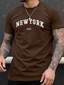 Manfinity Homme Plus Size Men's Simple Fashionable T-Shirt, Suitable For Summer