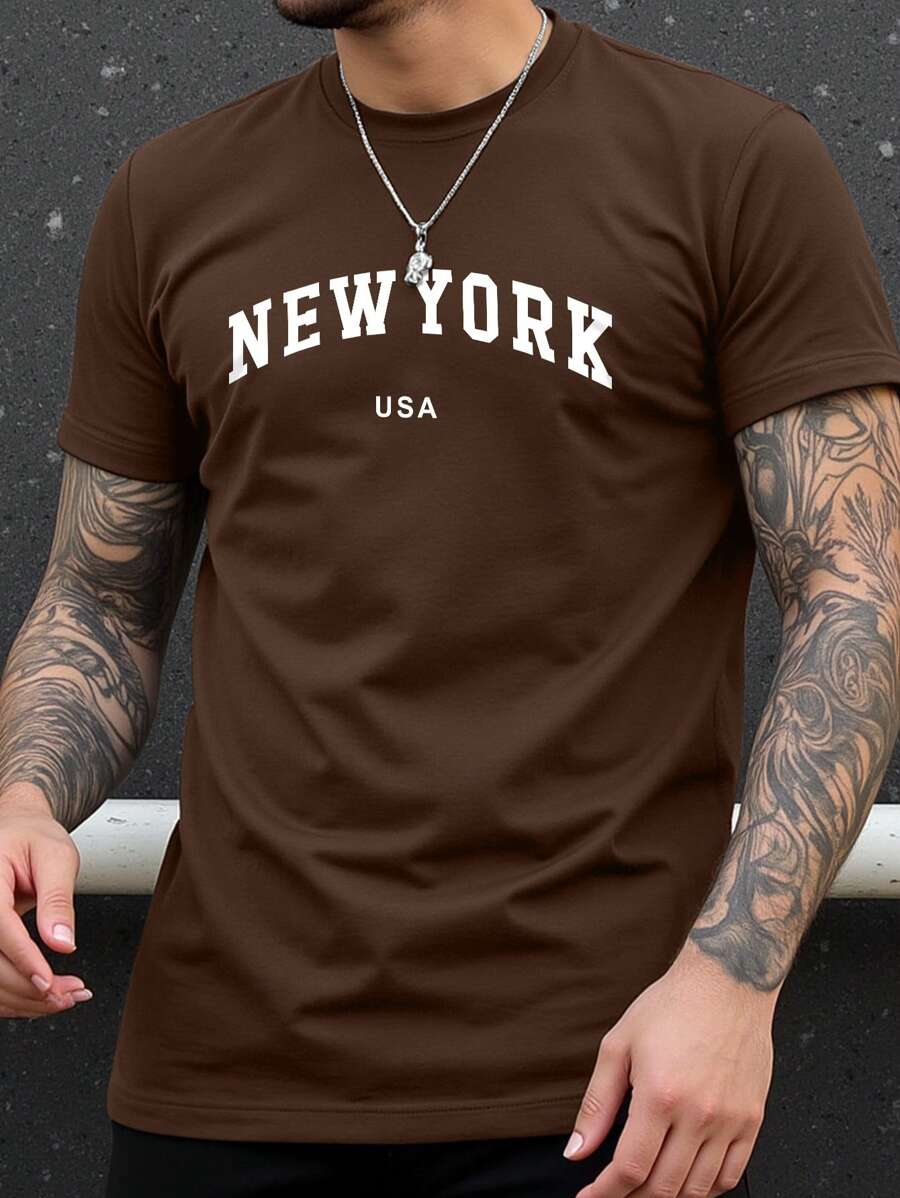 Manfinity Homme Plus Size Men's Simple Fashionable T-Shirt, Suitable For Summer