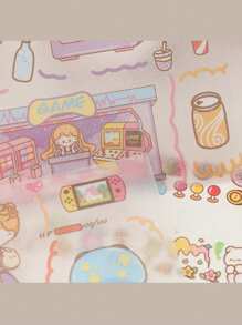 SHEIN 1box(8pcs) Kawaii Cartoon Aesthetic Stickers PVC Waterproof Journal Stickers Set For Bullet Journaling Notebook Diary Scrapbooking Planner Decoration School Supplies Valentines Day Birthday Gifts Teens Students