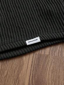 Manfinity VCAY Herren gestricktes lässiges weites Kurzarm T-Shirt, modische Alltagskleidung für Jüngere, Sommer - Schwarz und Weiss - Übersicht 3