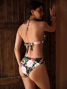 MOTF PREMIUM Set bikini con stampa floreale e collo alto