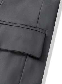 Manfinity Mode 男士长袖通勤商务休闲办公室西装外套，带翻领和纽扣，适合新年假期，送给男朋友的礼物，男士舞会西装，男士舞会西装，男士西装，男士礼服西装，男士婚礼西装 - 深灰色 - 查看 3