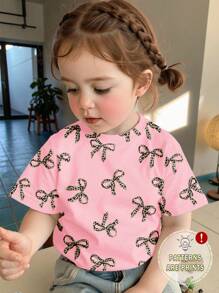 SHEIN 年轻女孩简约圆领短袖T恤，适合夏季