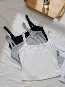 SHEIN EZwear 3 件装女式运动紧身背心，百搭工字背心，适合跑步、夏季