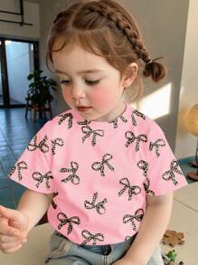 SHEIN 年轻女孩简约圆领短袖T恤，适合夏季