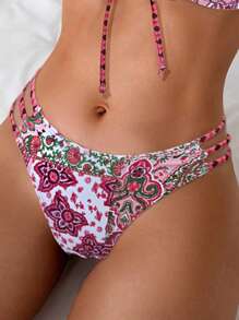 SHEIN Swim Dół stroju kąpielowego damskiego z wyciętym dekoltem i ściągaczem w pasie