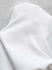 Elenzga Vestido mini de unicolor con cuello en V, mangas abullonadas y decoración de lazo, para mujer, nuevo para primavera/verano, de estilo casual y elegante - Blanco - Ver 8