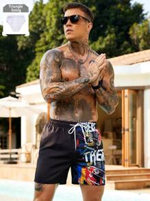 Surfspeed Men's Solid Color Block Front Tie Casual Beachwear Shorts - Black - View 1