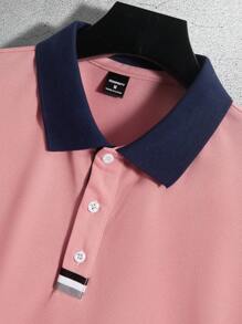 Manfinity Homme Męska koszulka polo z krótkim rękawem w bloki kolorów, casualowa, dojazdowa, zestaw ze spodenkami - Wielokolorowe - Zobacz 4