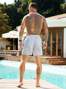 Surfspeed Pantalones cortos de playa casuales para hombres con cordones frontales y bolsillos, estilo de vacaciones - Gris Claro - Ver 2