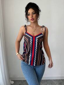 Chiquease 印花休闲吊带背心，简约时尚，适合夏季 - 彩色 - 查看 4