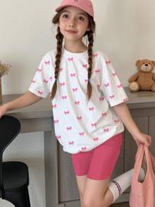 SHEIN 2 peças/conjunto conjunto de camiseta e shorts com estampa de ...