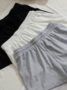 SHEIN EZwear 3 件装女式休闲运动短裤（带口袋） - 彩色 - 查看 6