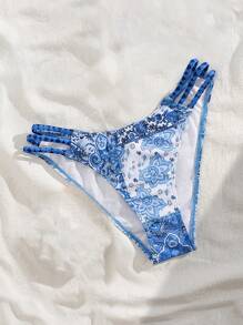 SHEIN Swim Beach Pants With Drawstring Side Cutouts, Sweet Girl Exclusive Swimwear Bottom For Summer Beach Vacation - Blue - View 5