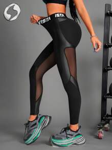 Innovista Women Activewear Foil Print Sports Leggings, Faux Leather & Metallic Shine Gym Bottom, Breathable Mesh Cut Out & Elastic Workout Outfits, Fitness Pants, Sculpting Shapewear, Edgy &Unique Sleek & Lux Tracksuit, Music Festival, Party, Dance, Electric, Yoga, Mat, Pilates, Running, Cardio, Strength, Weights, Outdoor, Hike, Camping, Trail, Volleyball, Going Out, Dance, Athleisure, Black, Y2K, Autumn Fall Gear, Waist Trainer - Black - View 4