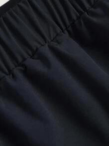 SHEIN EZwear 大码女式纯色休闲百搭时尚短裤 - 藏蓝色 - 查看 5