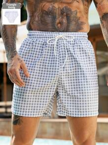 Surfspeed Pantalones cortos de playa casuales para hombres con cordones frontales y bolsillos, estilo de vacaciones - Gris Claro - Ver 1