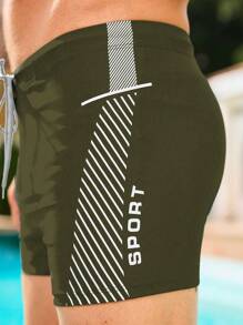 Manfinity VDAYZ Men's Simple & Fashionable Swimwear, Suitable For Summer - Army Green - View 6