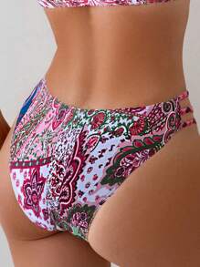 SHEIN Swim Dół stroju kąpielowego damskiego z wyciętym dekoltem i ściągaczem w pasie