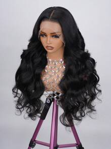 Density Pro 13X4 波浪蕾丝前假发 人发透明 250% 密度雷米假发 人发预拔蕾丝前假发 女士人发 100% 未加工巴西处女发 带婴儿发，自然发际线角质层对齐 自然黑色 - SNatural - 查看 5