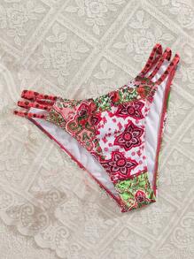 SHEIN Swim Dół stroju kąpielowego damskiego z wyciętym dekoltem i ściągaczem w pasie