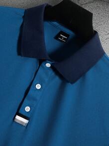 Manfinity Homme 男士撞色短袖休闲通勤 Polo 衫和短裤套装 - 彩色 - 查看 4