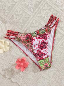 SHEIN Swim Dół stroju kąpielowego damskiego z wyciętym dekoltem i ściągaczem w pasie