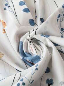 Linhara Plus Size Women Floral Print V-Neck Batwing Sleeve Blouse - Multicolor - View 3